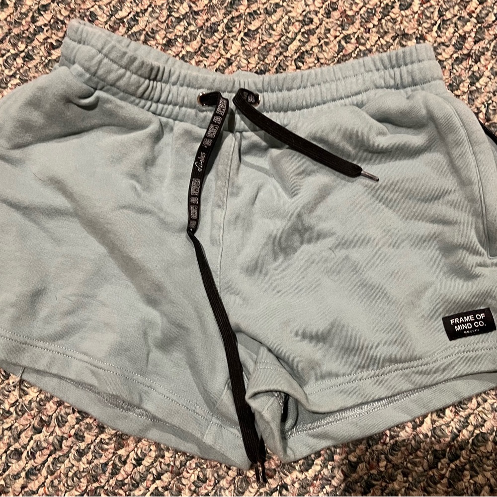 Light Blue Frame of Mind Cotton Blend Sweatshorts, Size Small